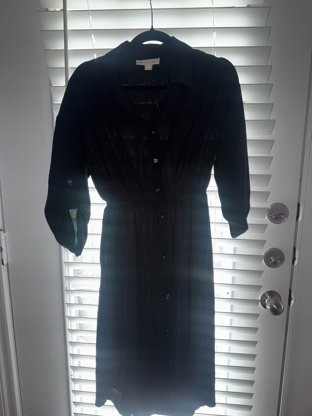 Monteau Black Button-Front Long Sleeve Shirt Dress